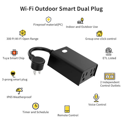 Minoston Wi-Fi Dual Smart Plug for Outdoor and Indoor (MP24W)