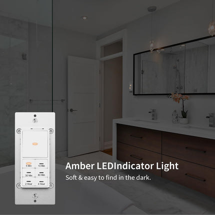 Minoston Wi-Fi 4 Hour Countdown Timer Switch for Bathroom Fans White (MT10W)