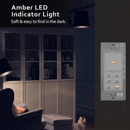 Minoston 30 Minutes Countdown Timer Switch for Bathroom Fans White (MT13N)