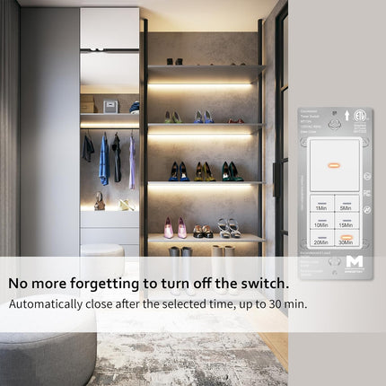 Minoston 30 Minutes Countdown Timer Switch for Bathroom Fans White (MT13N)