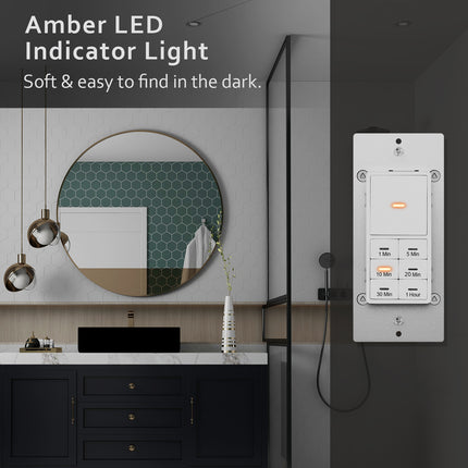 Minoston 1 Hour Countdown Timer Switch for Bathroom Fans White (MT11N)