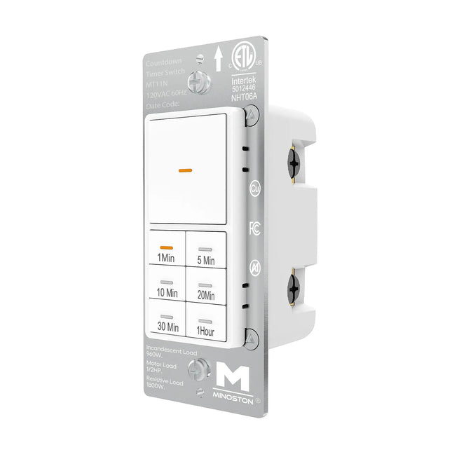 Minoston 1 Hour Countdown Timer Switch for Bathroom Fans White (MT11N)