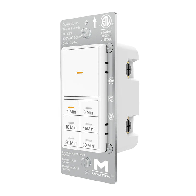 Minoston 30 Minutes Countdown Timer Switch for Bathroom Fans White (MT13N)