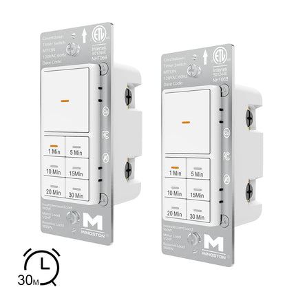 Minoston 30 Minutes Countdown Timer Switch for Bathroom Fans White (MT13N)