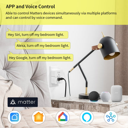 Minoston Matter Smart Plug Compatible with Google Home and Alexa,Protect Privacy, 2.4G Wi-Fi Only, White(MP25M) Minoston