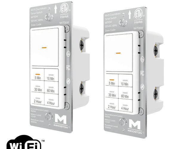 Minoston Wi-Fi 4 Hour Countdown Timer Switch for Bathroom Fans White (MT10W)