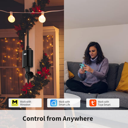 Minoston Wi-Fi Smart Plug for Outdoor and Indoor 2PACK (MP22W) Minoston
