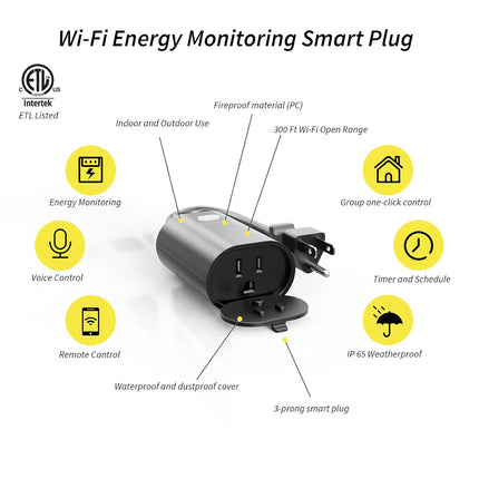 Minoston Wi-Fi Smart Plug with Power Monitor for Outdoor and Indoor (MP22WP) Minoston